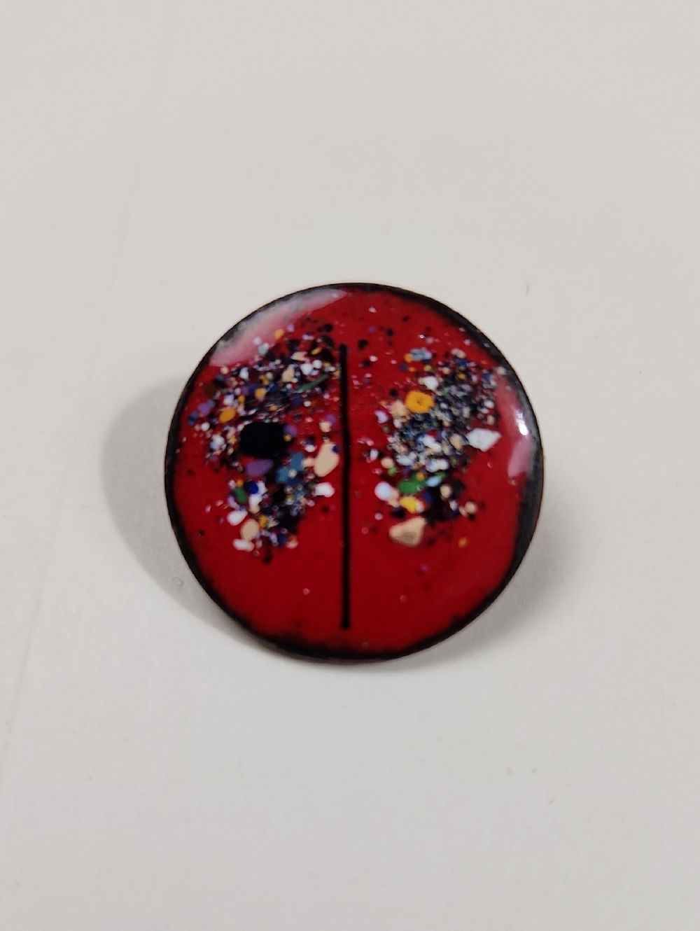 Vintage mid century modern enamel on copper abstract confetti brooch
